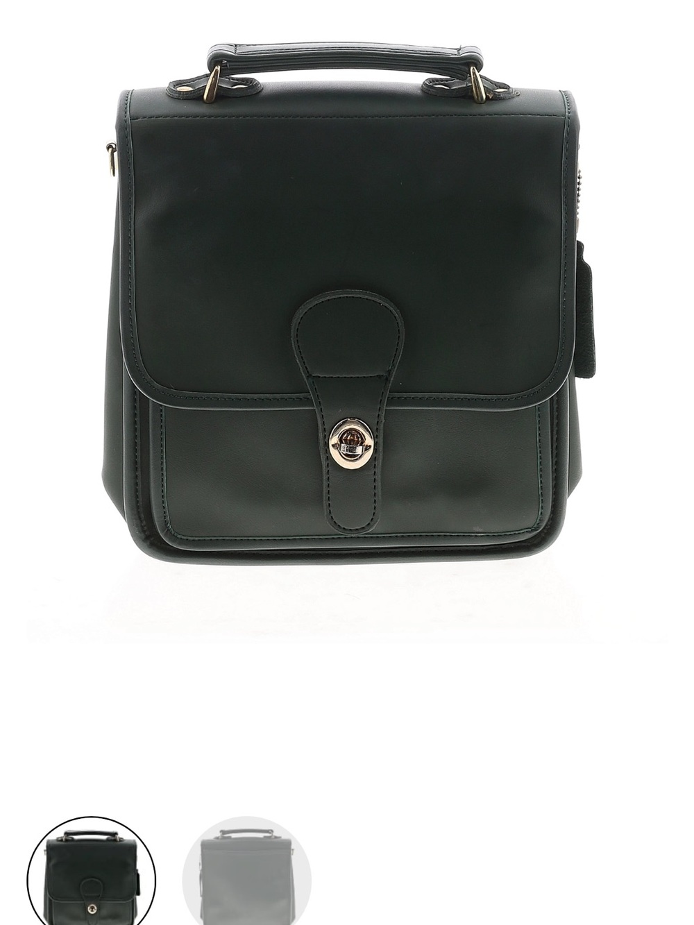 Leather Dark Green Structured Top-Handle Crossbody Bag